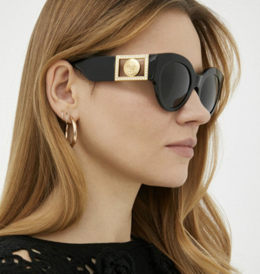 NEW Versace VE4438BF-GB1-87-52 Sunglasses 52mm 100% Authentic