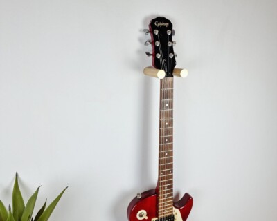Eiche & Messing schwimmender Gitarrenhalter Wandhalterung / minimalistisches einfaches Gitarrengestell