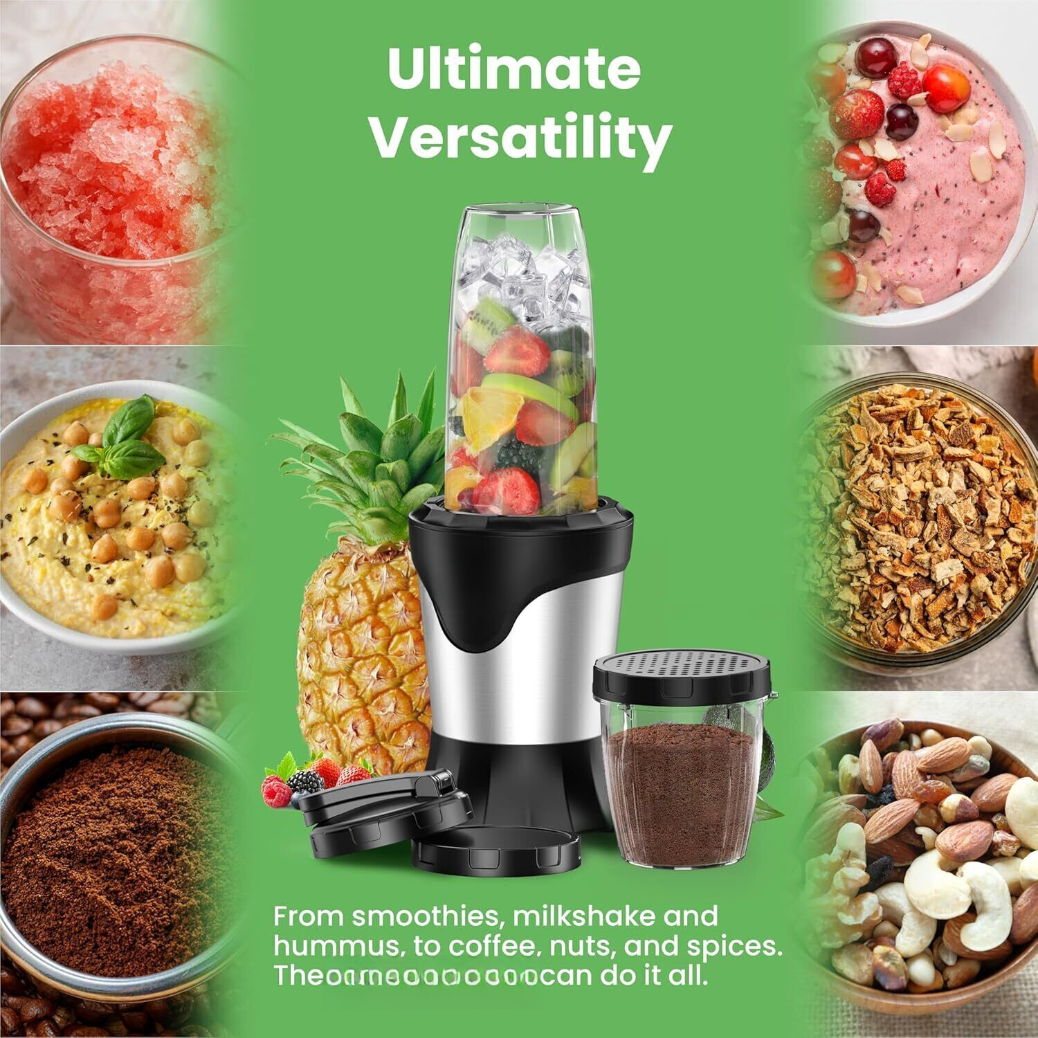 Smoothie Blender 1100W Portable Personal Blender with 2 * 22Oz To-Go Cups & Lid