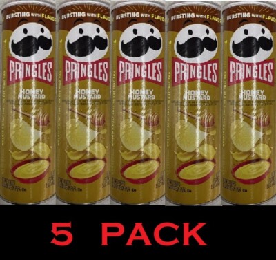 Pringles HONEY MUSTARD Flavored Potato Chips Snack Crisps 5.5 oz Can - 5 PACK
