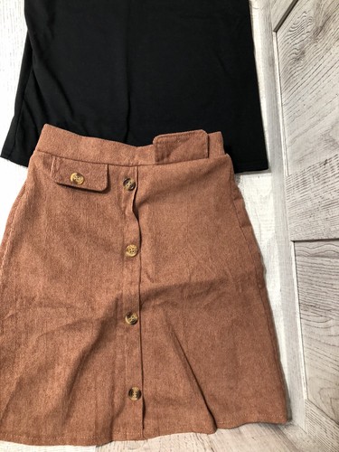 Sparke in Pink Boutique Brown Skirt Black Shirt 4xl= 8/10 (2 pc) PRE-OWNED GUC - Picture 2 of 5