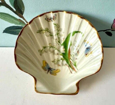 VintagLimoges Castel Shell Shaped Trinket Dish Lily of the Valley | Mint