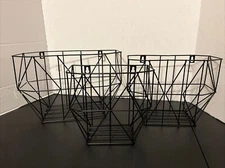 Organizer Display Wall Mounted Hanging Baskets Storage Bins, Set of 3 Metal Wire