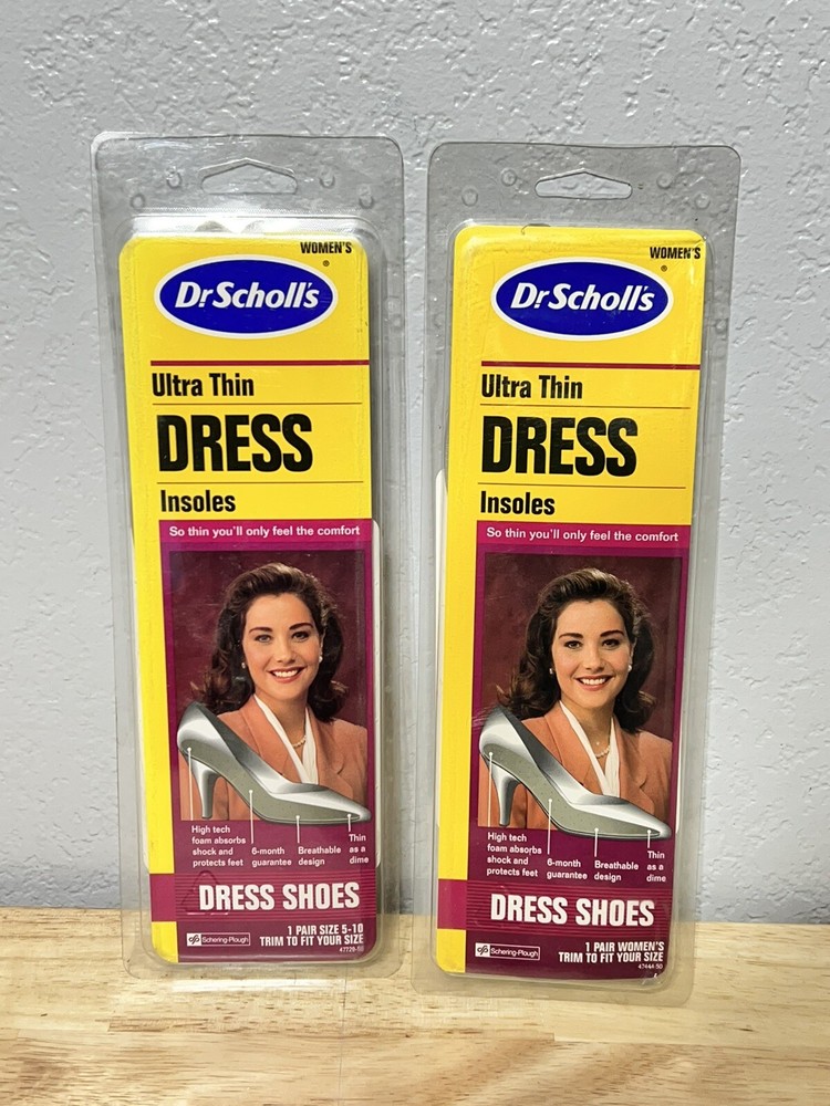 (2) Pairs Womens Dr. Scholls Ultra Thin Dress Insoles Trim to Fit Vintage 1992