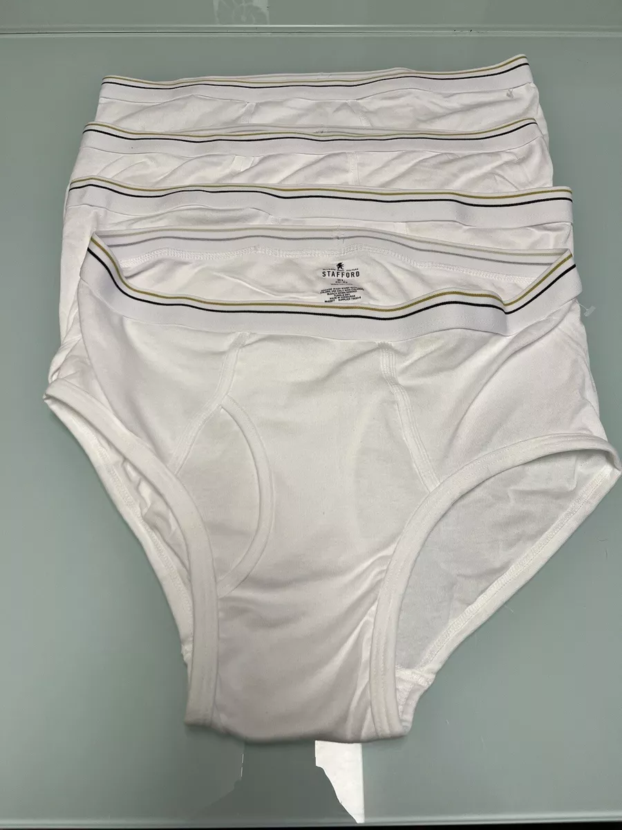 Stafford Men's Size XL 40-42- 4 Full Rise White Briefs 100% Cotton JCP NWOT