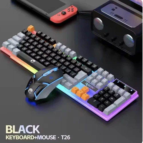 Gaming Set Tastiera e Mouse da Gioco, retroilluminazione Black Gray 104 Tasti