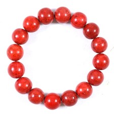 Genuine Red coral round beads Bracelet 14 mm
