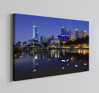 Melbourne bei Nacht Australien Leinwandbild Wandbild, Wohndeko Wandbehang