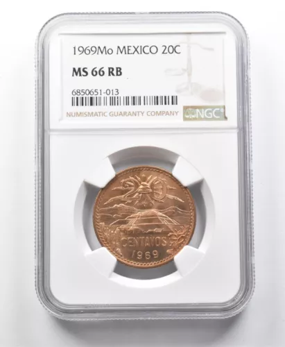 1969 Mo Mexico 20 Centavos MS66 RB NGC *8680