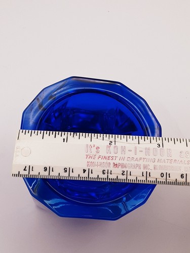 JG Durand Crystal Glass France Faceted Cobalt Blue Sommerso Cased Bowl - Picture 8 of 17