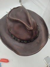 H H Henschel Company COWBOY HAT USA Leather Brown Size XLarge Braided Distressed