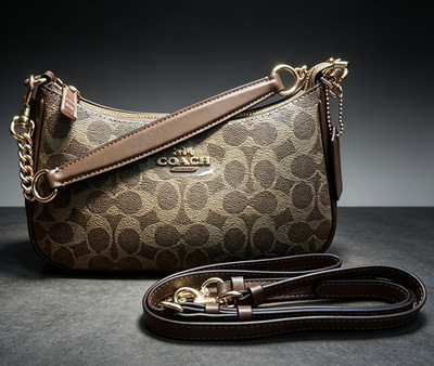 Coach Women's Classic Teri Khaki Canvas Monogram Shoulder/Crossbody Bag