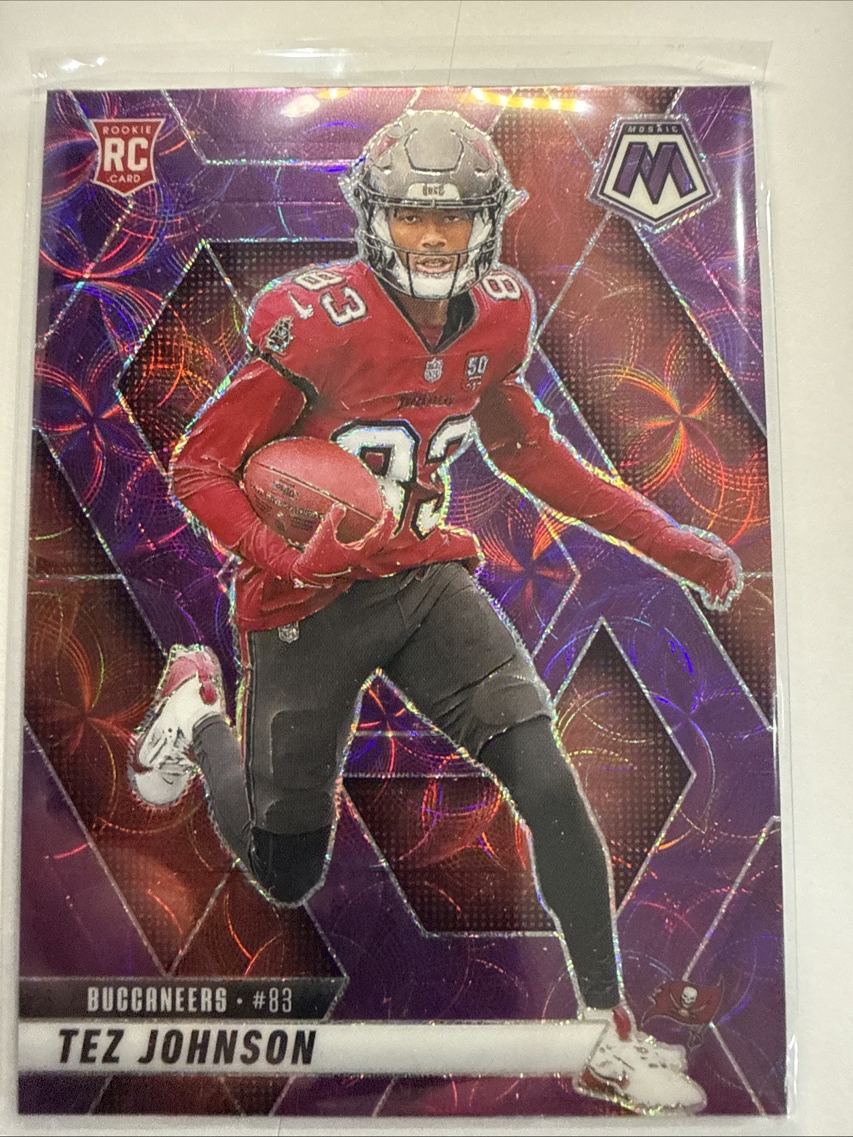2025 Mosaic Tez Johnson #316 Reactive Purple Mosaic Rookie Card (RC) Tampa Bay