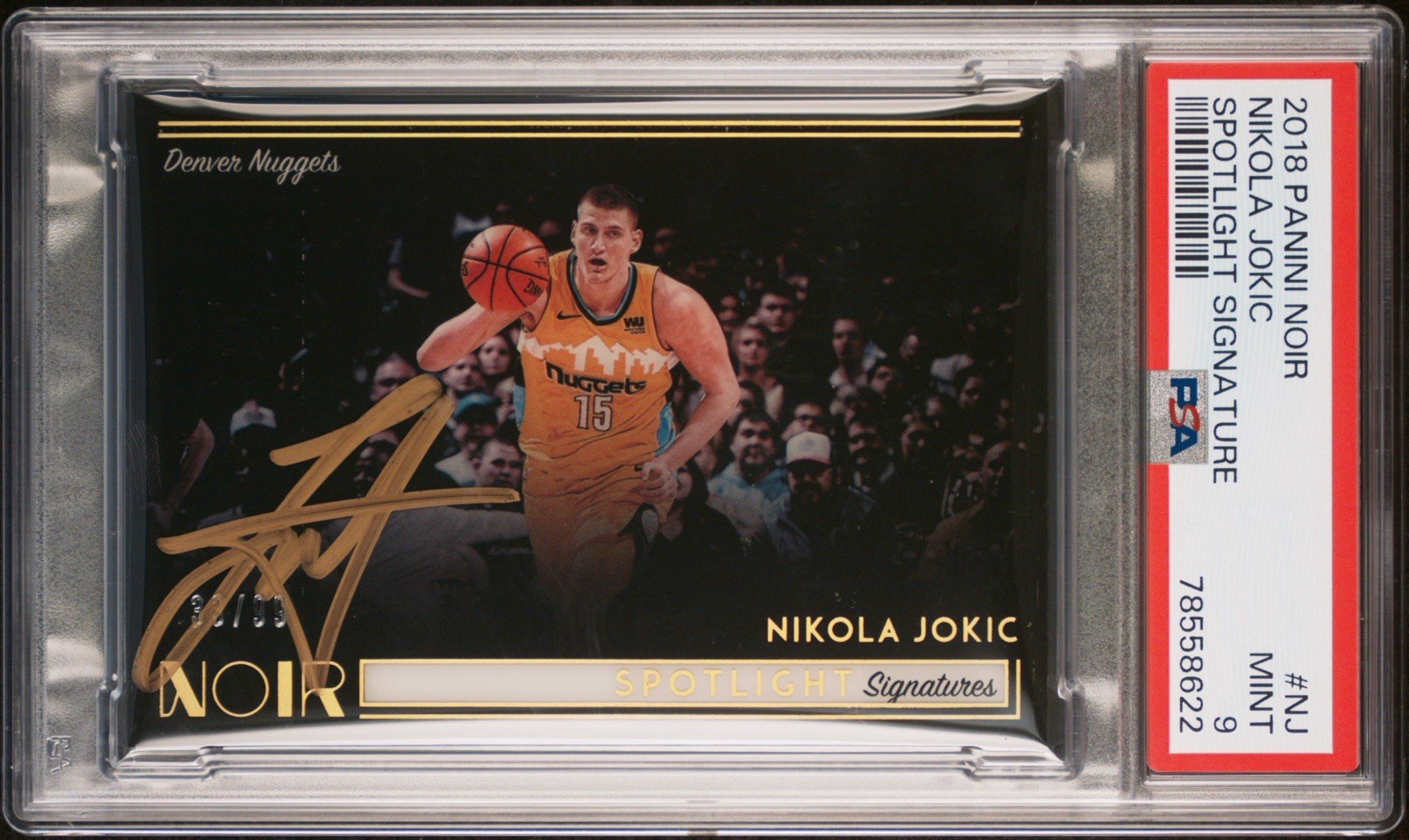 Nikola Joki Autographed Signed Denver Nuggets 2018 Noir Spotlight Auto Nikola Jokic /99 PSA 9 Pop 1 None Higher 