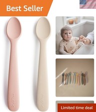 Silicone Baby Feeding Spoons 2 Pack Blush/Shifting Sand