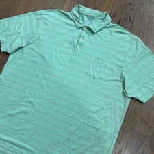 Peter Millar Polo Shirt Mens 2XL Green Stripes Seaside Wash Cotton Stretch Golf