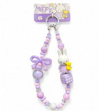 Miffy Púrpura Cuentas Cordón Anillo Teléfono iPhone Pulsera Smartphone Soporte de Mano