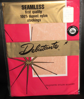 Vintage Nylon Stockings Sz 8.5  DEBUTANTE CINNA-GLO BEIGE   A7 1000 Never worn