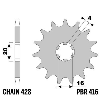 BENELLI 2 CILINDRI 250 1984-1986 vorne ritzel PBR Tonhöhe 428 14 Zähne