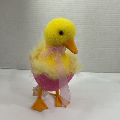 Pier 1 Easter Baby Chick in Pink Egg Paper Mache Beak And Feet Spring Décor