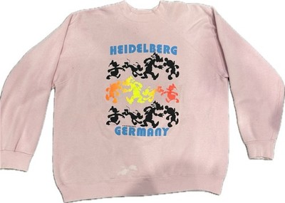 Vintage 80s Disney Heidelberg Germany Crewneck Sweatshirt Pink Mickey Goofy USA