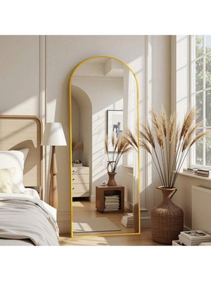 Antok Full Length Mirror, 57''X19'' Arch Floor Mirror, Floor Standing Mirror Gold