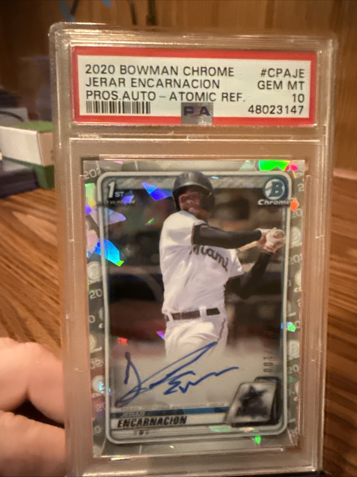 2020 Bowman Chrome Jerar Encarnacion Atomic Auto /100 PSA 9 Mint Giants