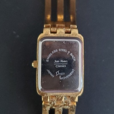 Joan Rivers Classics Gold Tone Rectangular Face Quartz Watch  display picture 3