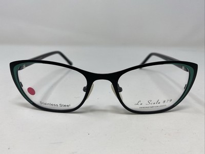 La Scala 879 GREEN 50-19-137 Green/Black Metal Full Rim Eyeglasses Frame OH24