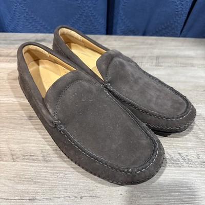 H.S. Trask Brown Suede Leather Mens 9 M Driving Loafers Slip On Vibram Sole EUC