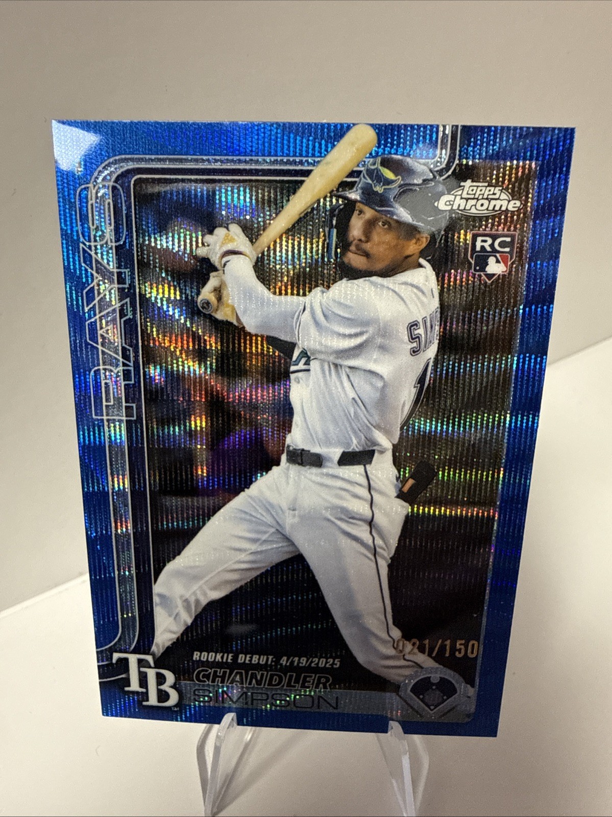 CHANDLER SIMPSON 2025 TOPPS CHROME UPDATE ROOKIE DEBUT BLUE WAVE RC /150