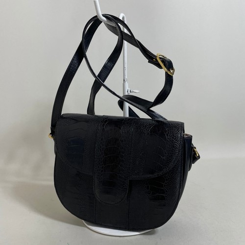 Yves Saint Laurent Shoulder bag Black lizard embossed Size: W:5.5 × H:5.1 in.