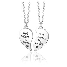 Silver Tone Alloy BFF Necklace for 2 Best Friends Not Sisters by Blood But Siste