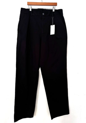 Mango MNG Black Cotton Pleated Chinos Men, Sz 36, NWT, Trousers