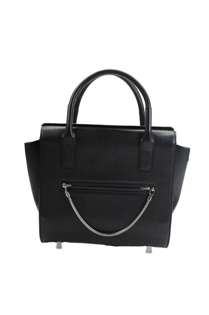 Alexander Wang Womens Leather Silver Tone Tote Shoulder Handbag Black