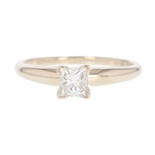 GIA .50ct Princess Cut Diamond Solitaire Engagement Ring 14k White Gold Size 7