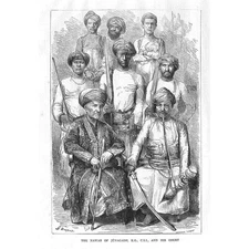 INDIA The Nawab of Junagadh and His Court - Antique Print 1872