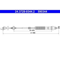 Seilzug KupplungsbetäTigung ATE 24.3728-0344.2 FüR CitroëN Peugeot Partner