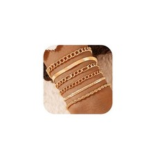 Gold Bracelet Set Layered Herringbone Bracelets Stackable Figaro Chain Bangles S
