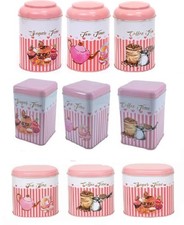 Tea, Coffee, Sugar Canisters, Storage Tins- Pink Modern Exquisite Design & Shape