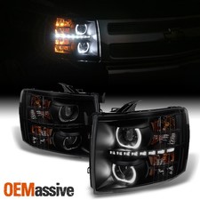 Fit Gaze 07-13 Silverado Gen Vi Halo Projector Led Black Smoke Headlights Fit Gaze 07-13 Silverado Gen Vi Halo Projector Led Black Smoke Headlights