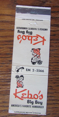 KEBO'S BIG BOY RESTAURANT MATCHBOOK COVER: SEATTLE, WASHINGTON 1960s MATCHCOVER