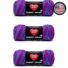 RED HEART YARN - 3 SKIENS - SUPER SAVER - GRAPE FIZZ 236 YDS -14-LL