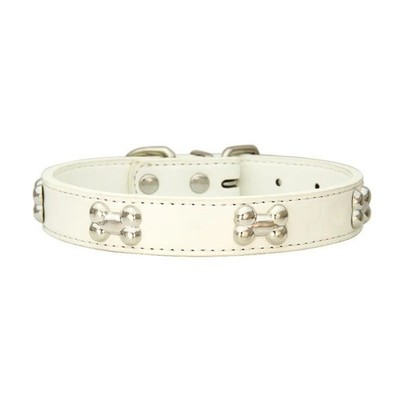 Bone Design Leather Dog Collar Durable Pet Collar for Small Medium Large Dogs