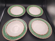4-SANGO CHRISTMASTIME IN THE CITY RIM SOUP/CEREAL BOWLS-CHUCK FISCHER 8 7/8" VGC