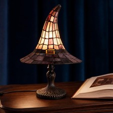 Stained Glass Witch Hat Decor Lamp Living Room Ornament