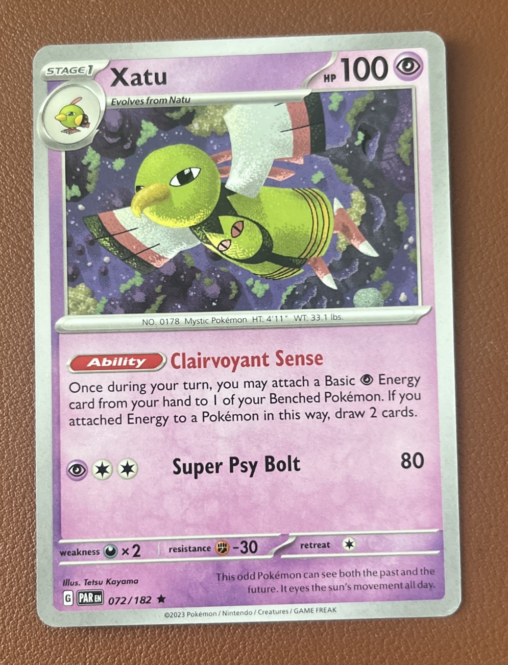 Xatu (Non-Holo) 72/182 Deck Exclusives Rare Pokemon Paradox Rift - NM