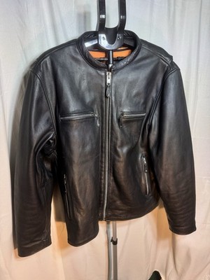 First Classics Motorcycle Jacket Black Leather Zip Lining Mens Size XXL Airflow