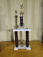 Vintage Woman  s 80's Pool Playing Trophy Billiards 23"