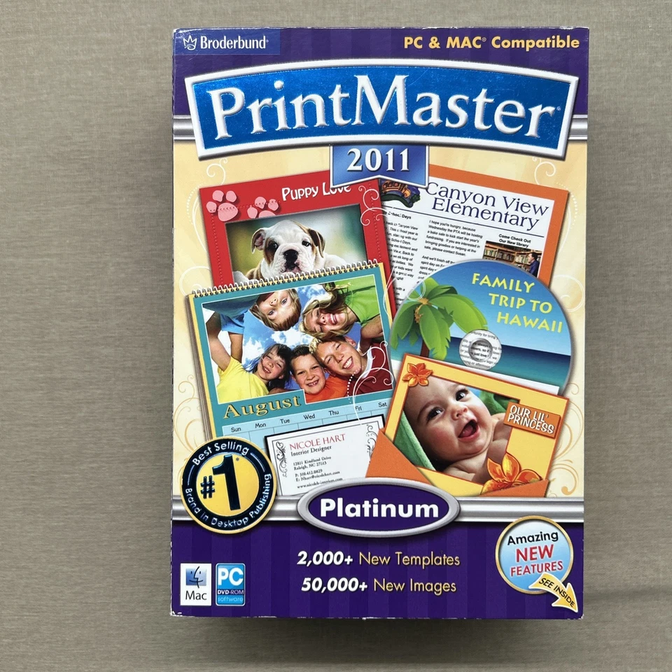 PrintMaster 2011 Platinum (PC / Mac DVD-ROM Box Set Windows) Broderbund Project - Image 2 of 4